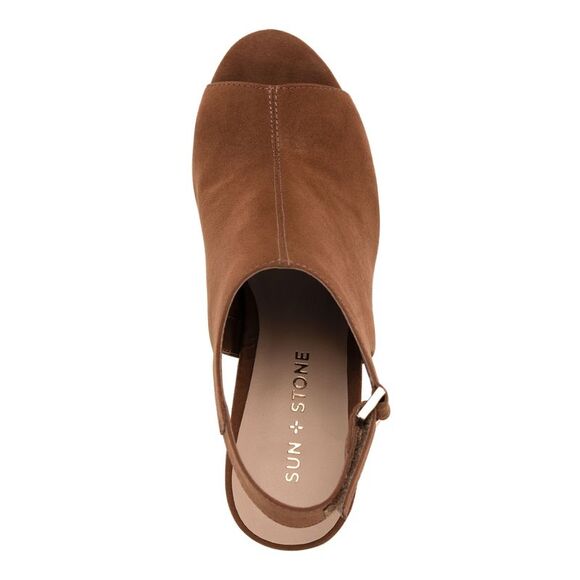 SUN STONE Womens Brown Adjustable Rebeccaa Round Toe Block Heel Shootie 10 M - Picture 3 of 4
